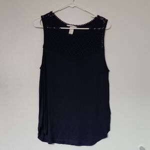 H&M Navy Tank Top with Lace Detail